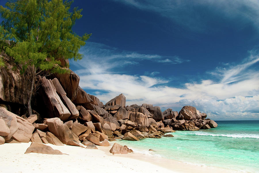 Grande Anse Beach In Seychelles by Didier Baertschiger