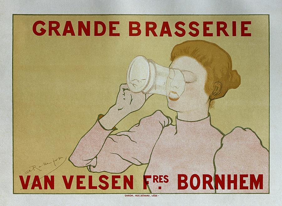 Grande Brasserie, 1894 Belgian Vintage Brewery Poster Painting by Vincent Monozlay