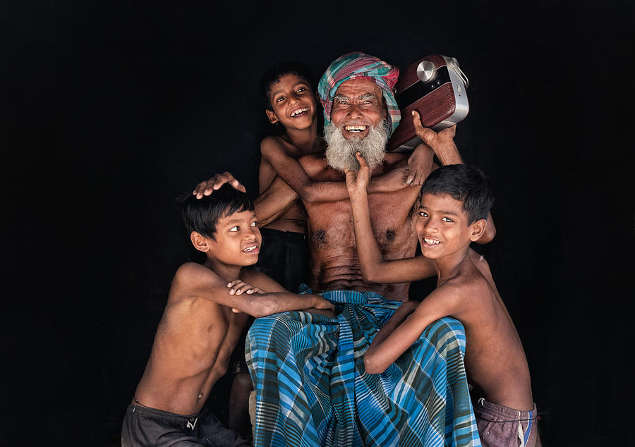 Grandfather With Kids Photograph by Nilendu Banerjee