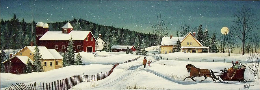Winter Painting - Grandmas House Painting Notepaper by Debbi Wetzel