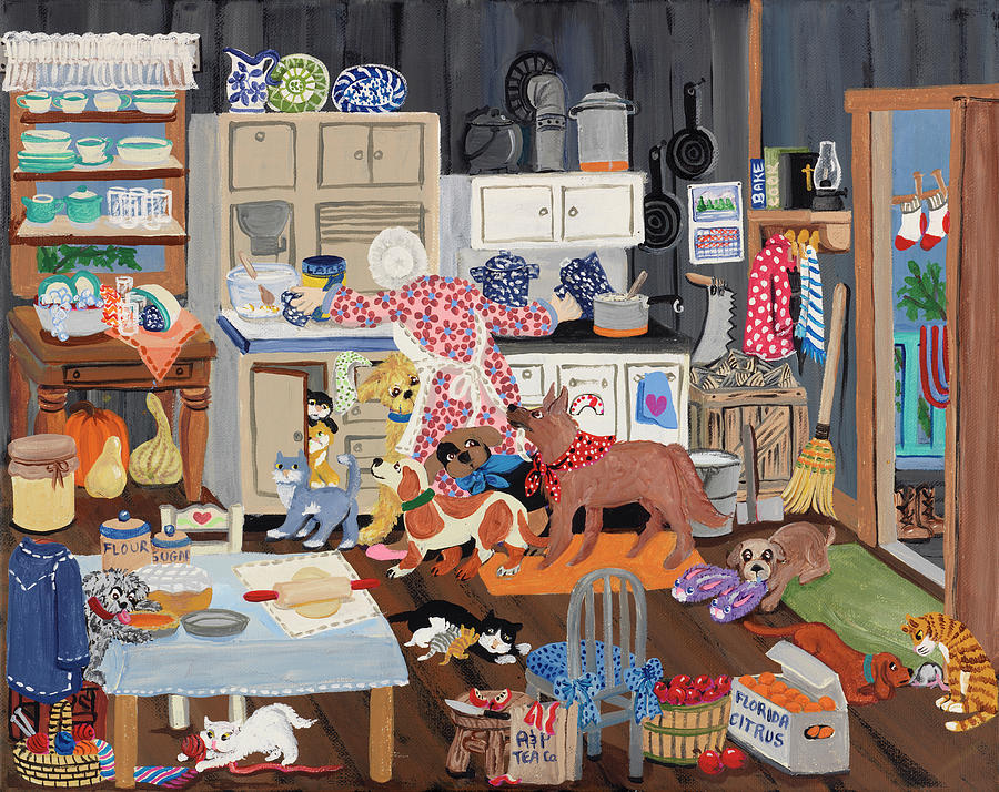 Animal Painting - Grandma?s Kitchen by Carol Salas