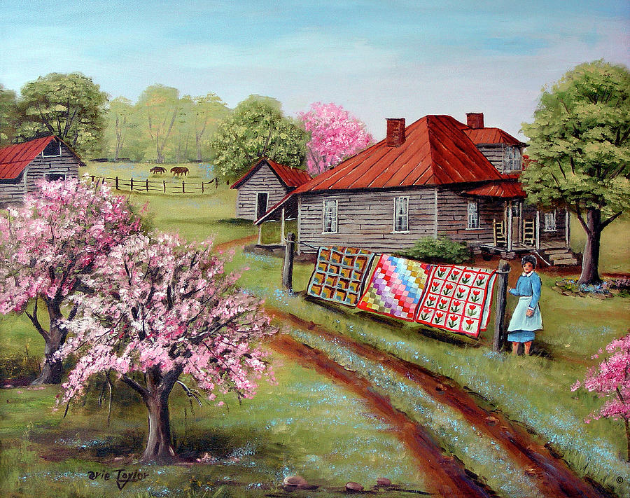 Spring Painting - Grandmas Quilts by Arie Reinhardt Taylor