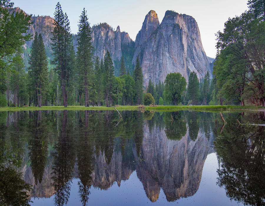Granite Peaks Reflected In River, Yosemite Valley, Yosemite National Park, California Photograph by Tim Fitzharris