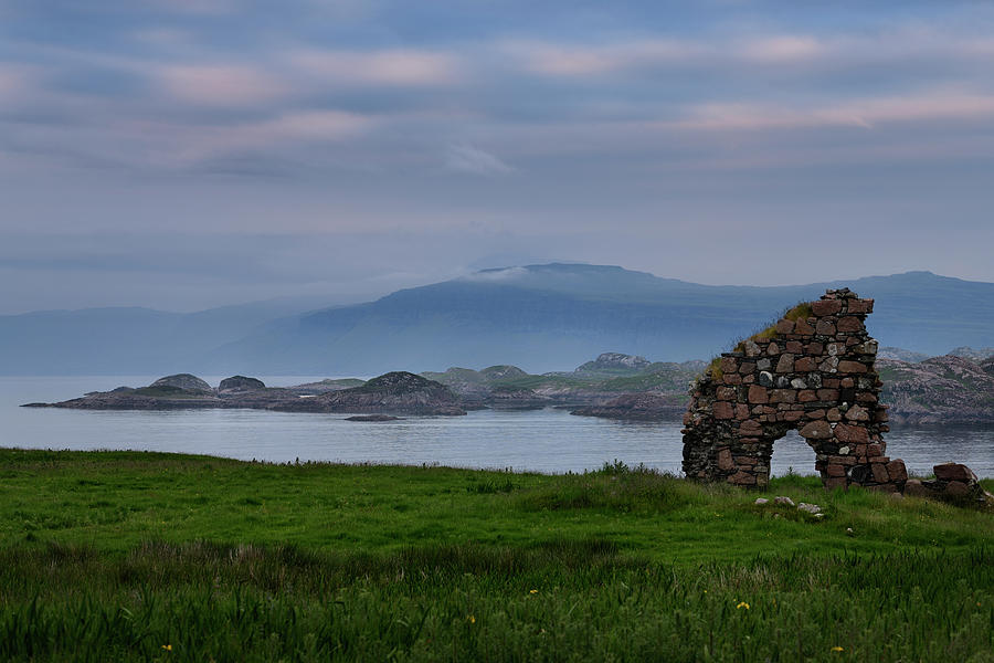 Granite stone ruins of the Bishops House next to Iona Abbey at  Photograph by Reimar Gaertner