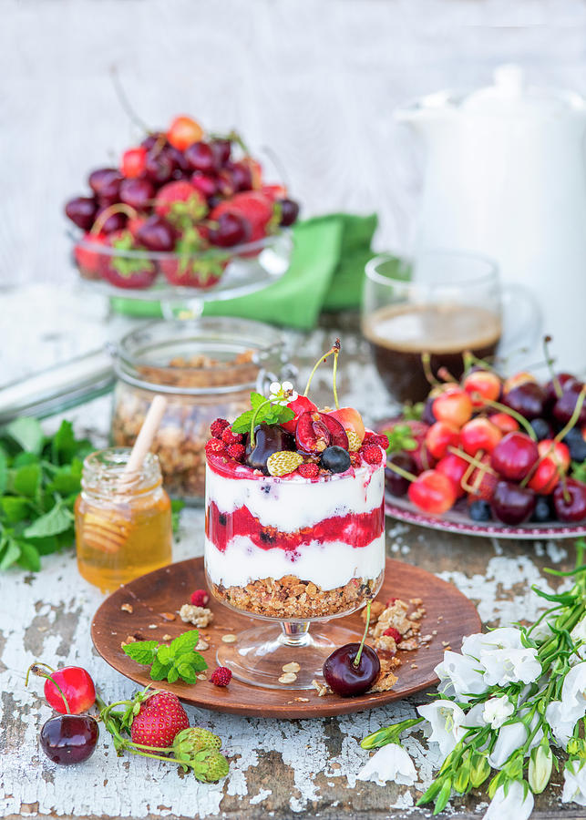 Granola Berry Yoghurt Trifle Photograph by Irina Meliukh