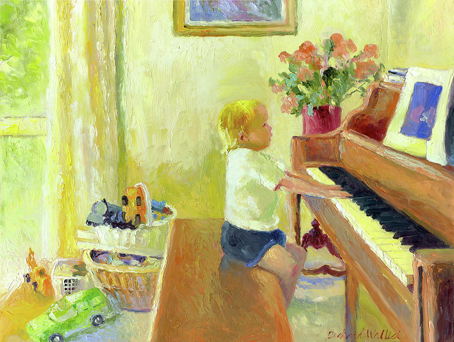 Grant Playing The Piano Painting by Richard Wallich