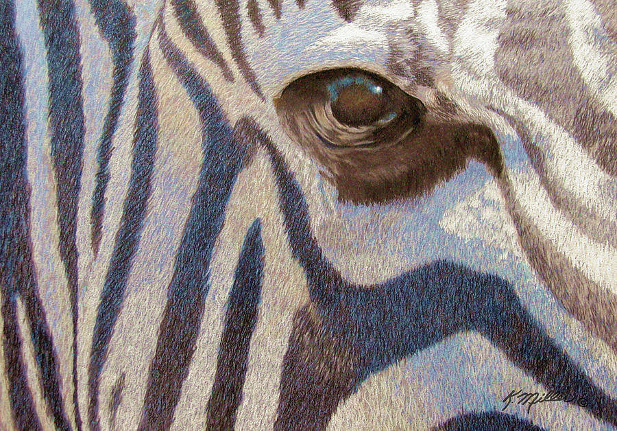 Zebra Portrait Painting by Kathie Miller