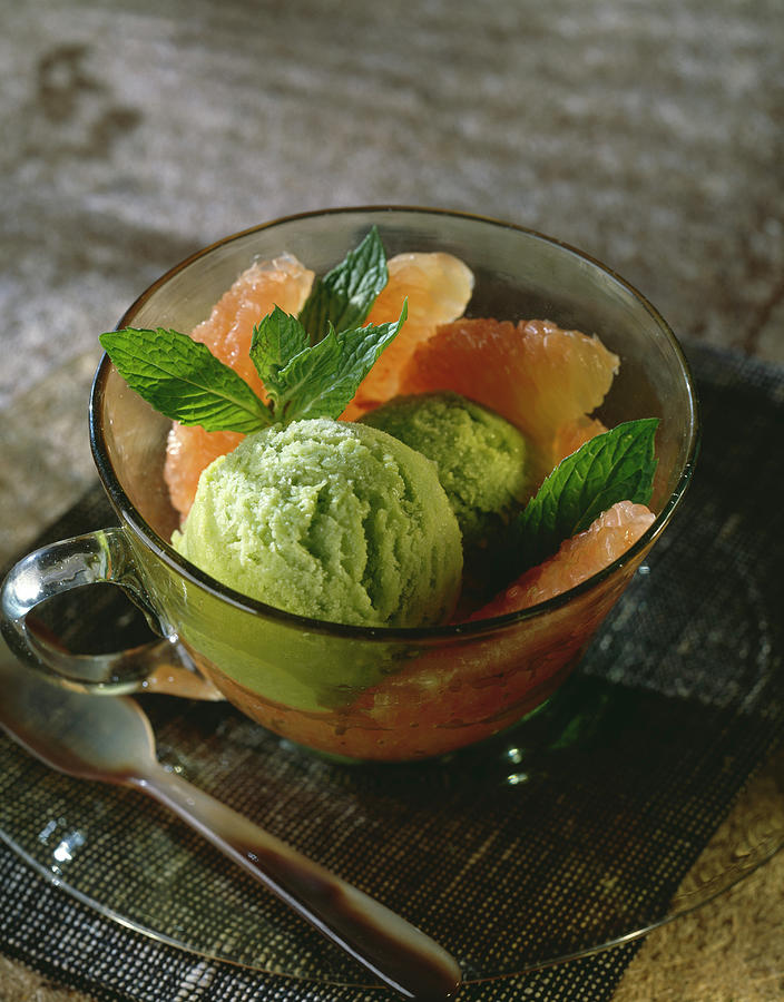 Grapefruit Salad And Avocado Ice Cream Photograph by Rivire