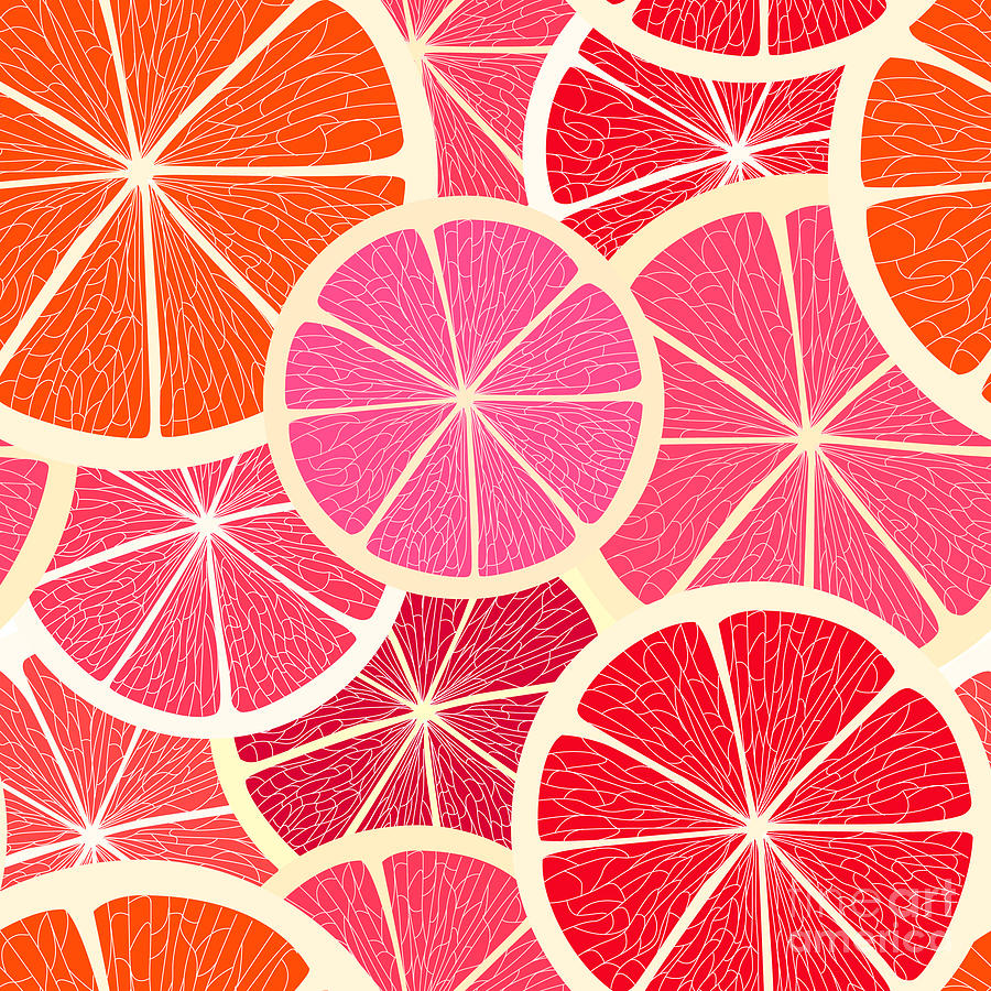 Grapefruit Digital Art - Grapefruit Seamless Background by Tovovan
