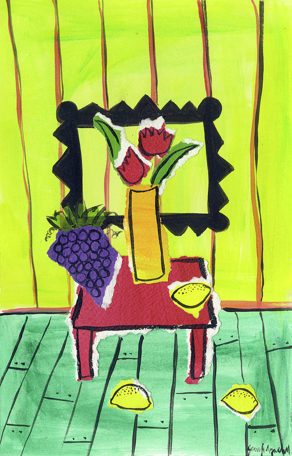 Fruit Painting - Grapes And Lemons by Jennifer Frances Azadmanesh