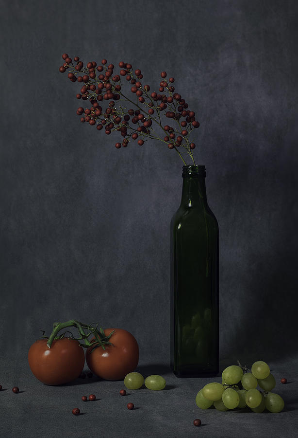 Tomato Photograph - Grapes And Tomatoes by Binbin Lu