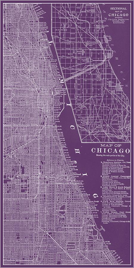 Map Painting - Graphic Map Of Chicago by Vision Studio