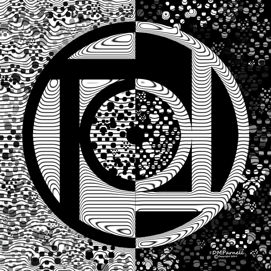 Abstract Digital Art - Graphic Study Black and White by Diane Parnell
