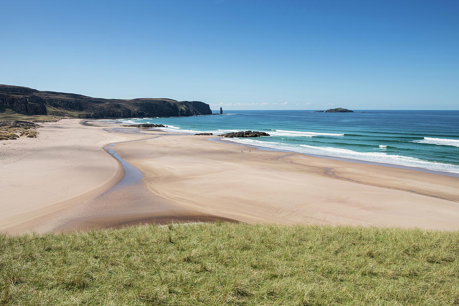 Grass Sand Dunes And Beach At Isolated Sandwood Bay, Sutherland, Scotland Photograph by Cavan Images