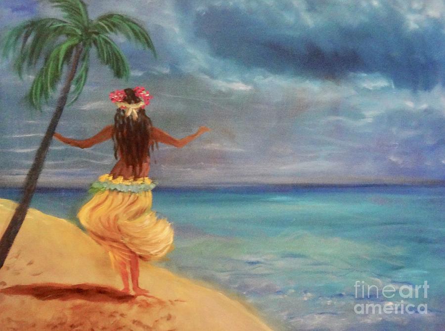 Grass Skirt on the Beach 11 Painting by Jenny Lee