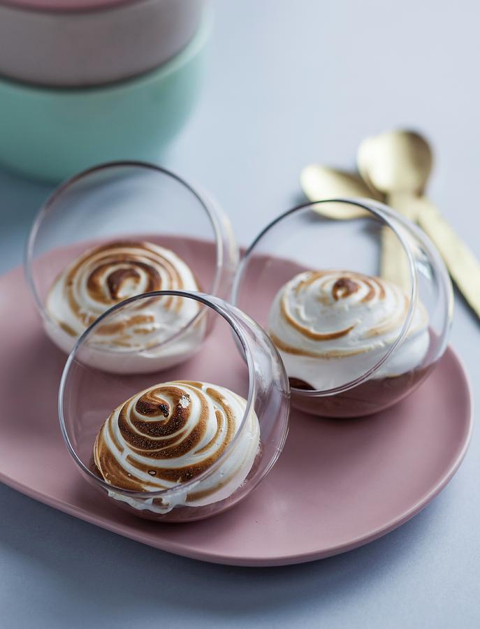 Gratinated Chocolate Mousse With Marshmallow Meringue Photograph by Great Stock!