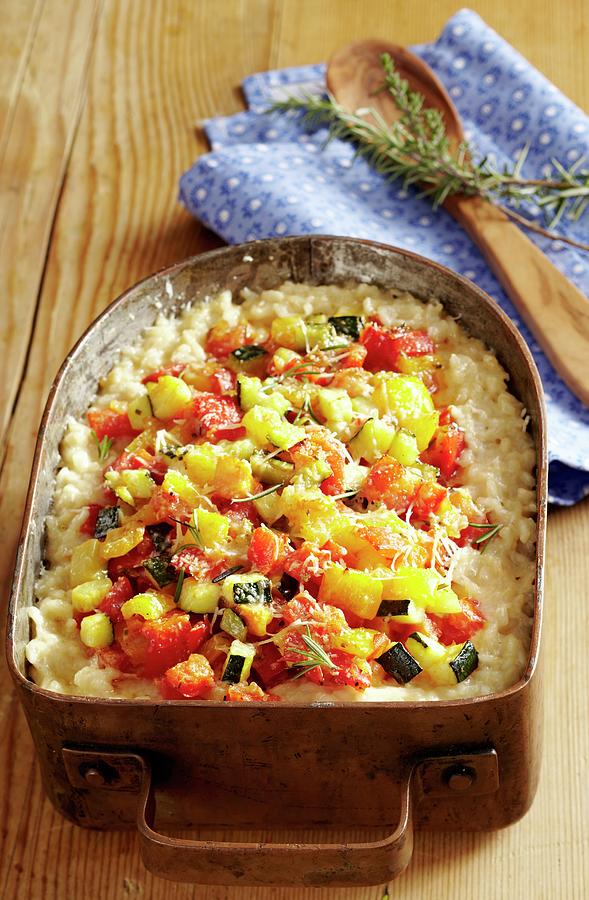 Gratinated Vegetable Risotto Photograph by Teubner Foodfoto