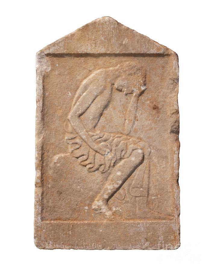 Stelae Photograph - Grave Stele With Relief by David Parker/science Photo Library