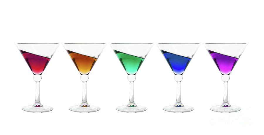 Gravity, colorful cocktails glasses Photograph by Delphimages Photo Creations