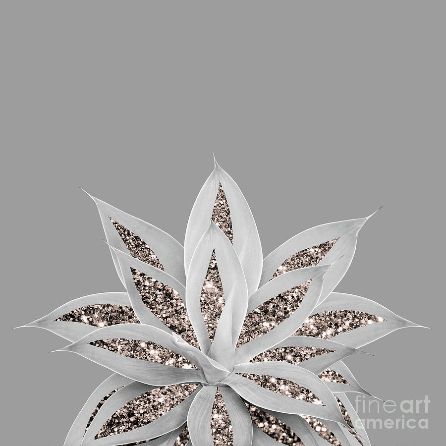 Gray Agave with Rose Gold Glitter #1 #shiny #tropical #decor #art Mixed ...