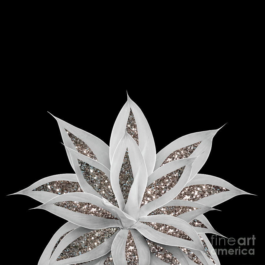 Gray Agave with Silver Glitter #1 #shiny #tropical #decor #art Mixed ...