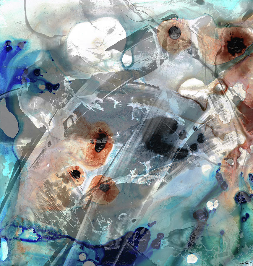 Gray and Blue Abstract Art - Enchanted Journey Painting by Sharon Cummings