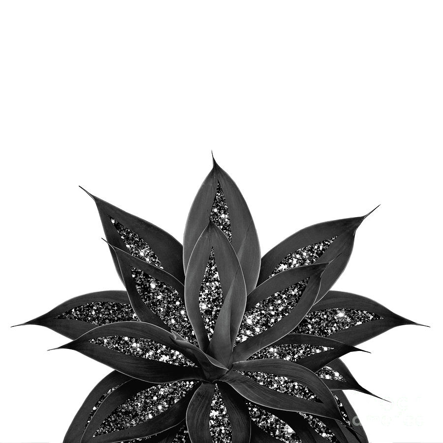 Gray Black Agave with Black Silver Glitter #1 #shiny #tropical #decor # ...