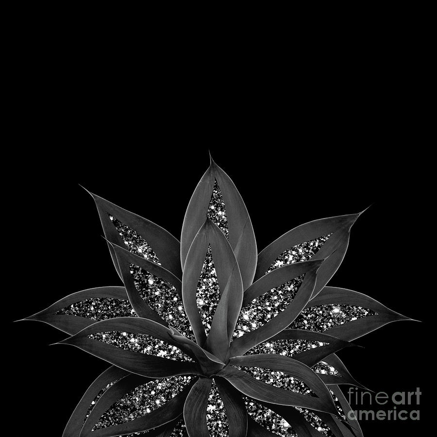 Gray Black Agave with Black Silver Glitter #2 #shiny #tropical #decor # ...