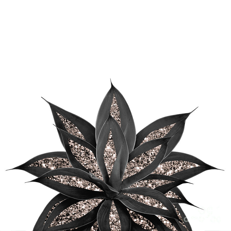 Gray Black Agave with Rose Gold Glitter #2 #shiny #tropical #decor #art ...