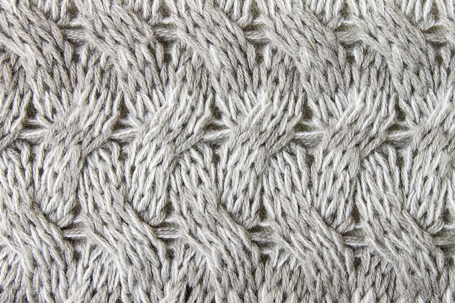 Gray Knitting or Knitted Fabric Texture Pattern Background Photograph