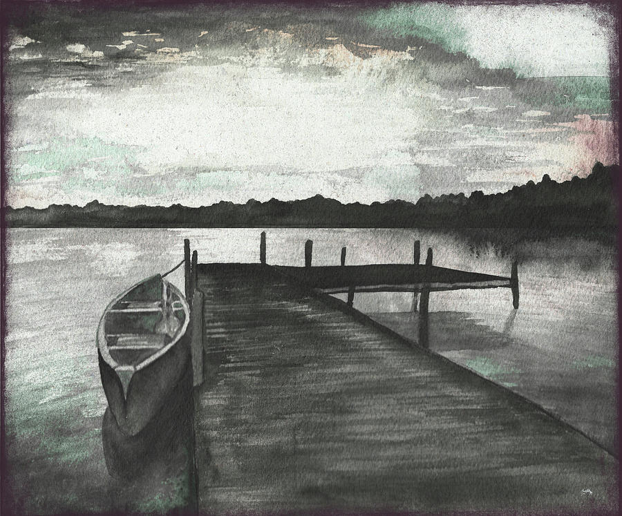 Gray Mixed Media - Gray Morning On The Lake by Elizabeth Medley