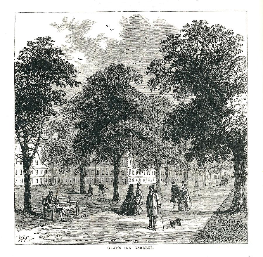 Grays Inn Gardens, 1878 Drawing by Print Collector