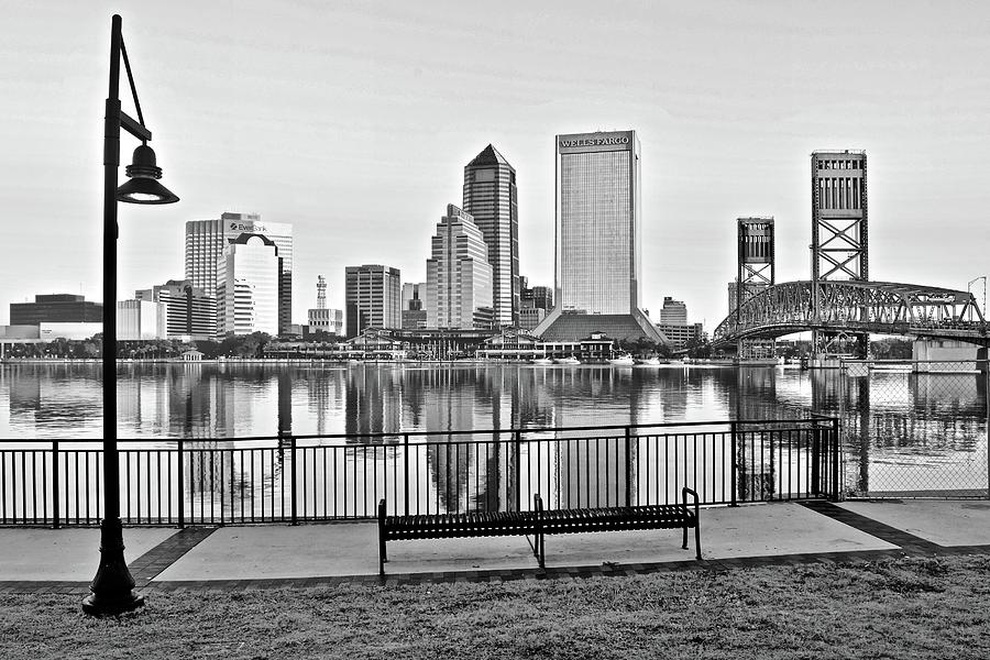 Grayscale Jacksonville at Riverside Photograph by Frozen in Time Fine Art Photography