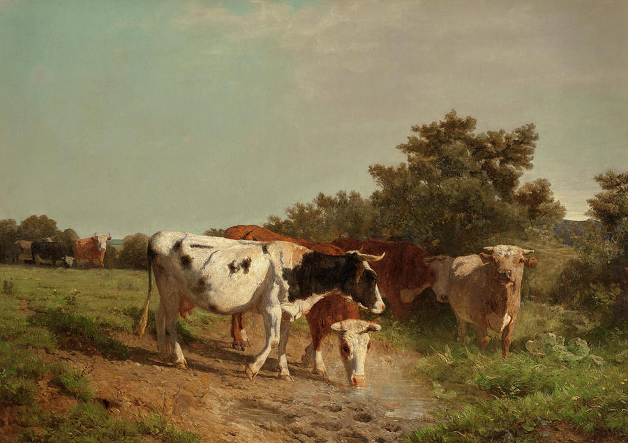 Grazing Cattle Painting by Jacobus Nicolas Baron - Fine Art America