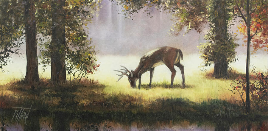 Grazing deer Painting by Lynne Pittard