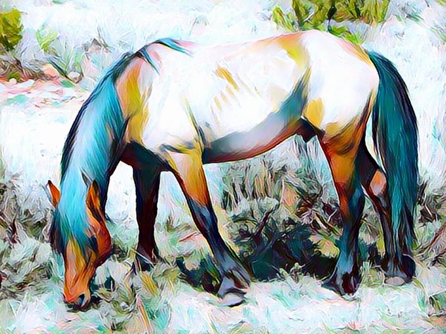 Grazing Horse Mixed Media by Rogue Art Fine Art America