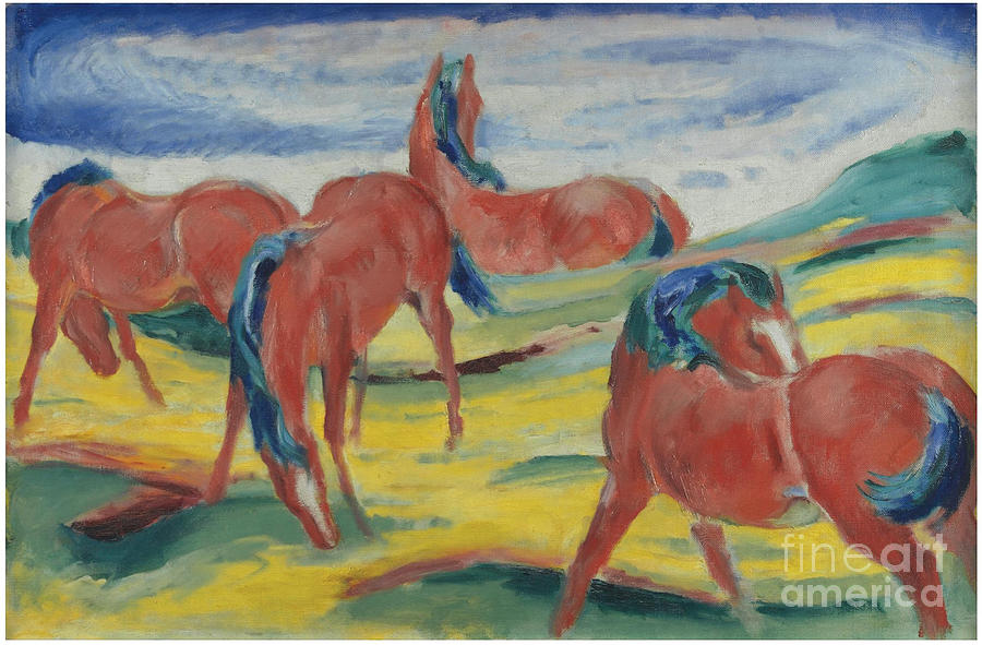 Grazing Horses IIi, 1910 Drawing by Heritage Images