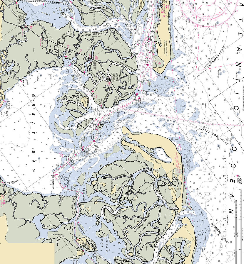 Great Baynew Jersey Nautical Chart Mixed Media by Bret Johnstad Fine