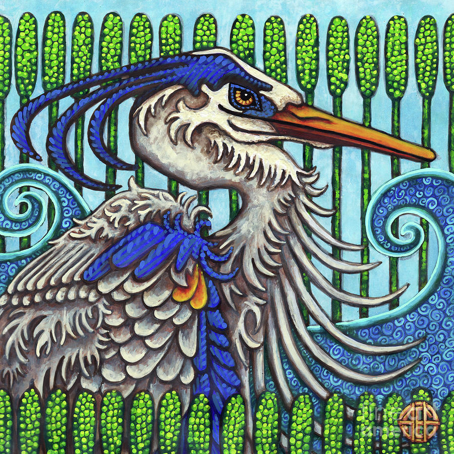 Great Blue Heron Painting by Amy E Fraser