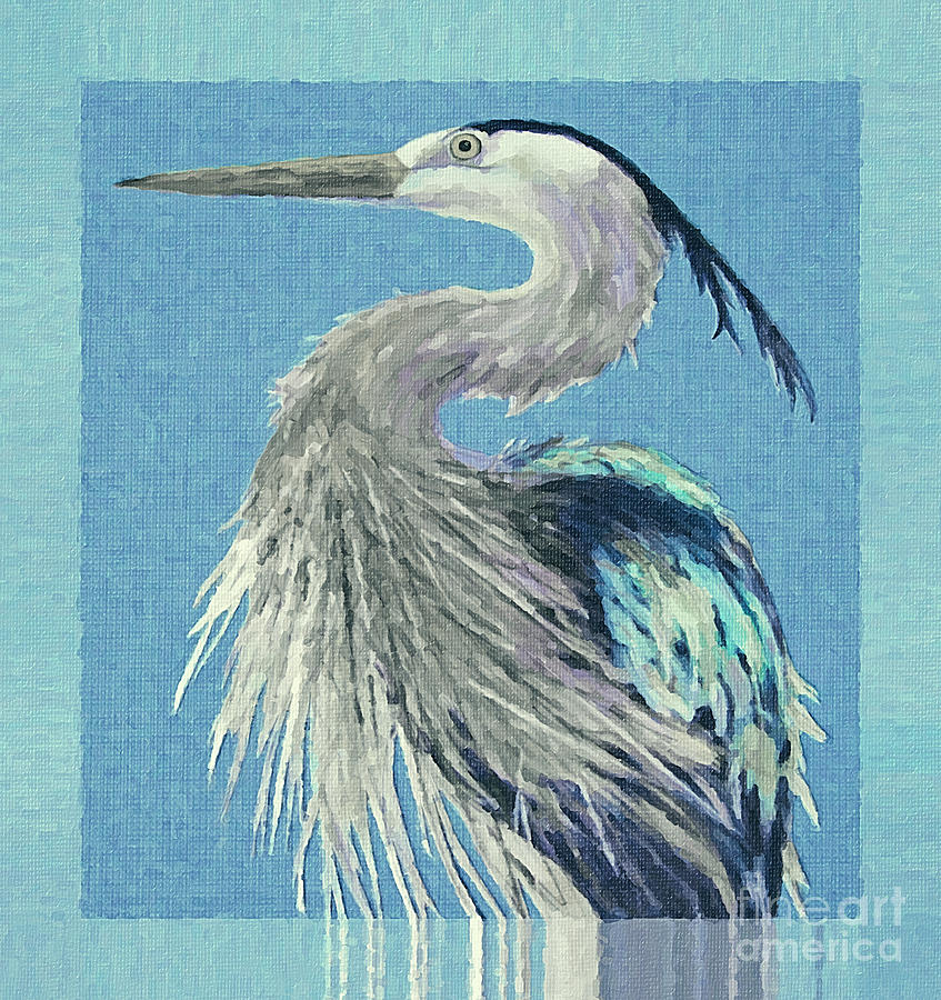 Bird Mixed Media - Blue Heron In Blue Blurs Fade by Banyan Ranch Studios Bird Mixed Media - Blue Heron In Blue Blurs Fade by Banyan Ranch Studios
