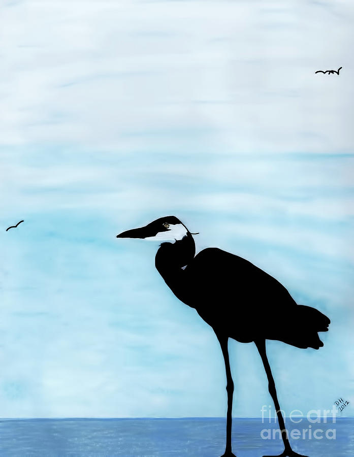 Great Blue Heron Drawing by D Hackett