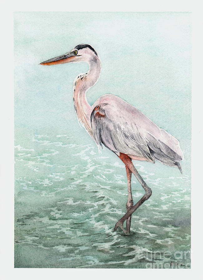 Great Blue Heron Painting by Hilda Wagner
