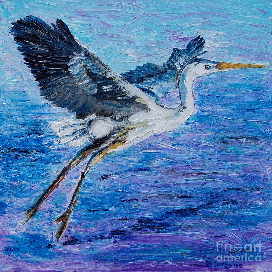 Great Blue Heron Impressions Painting by Patty Donoghue