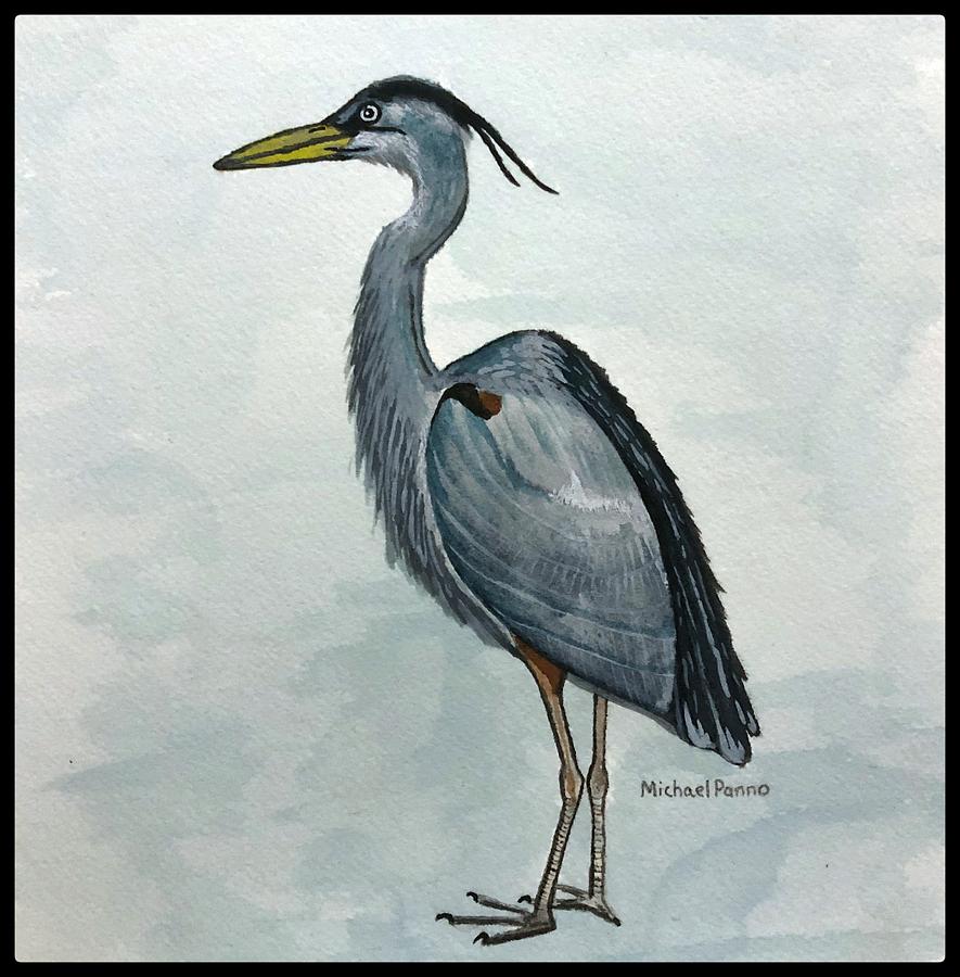 Great Blue Heron W/ Border Painting