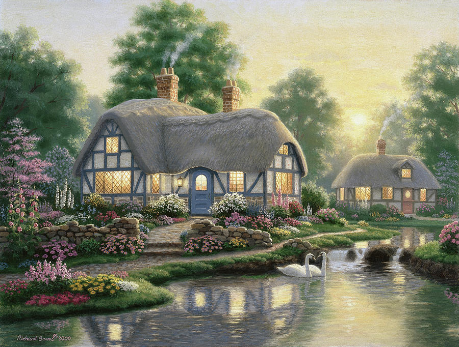 Cottage Painting - Great Cottage Walkway by Richard Burns