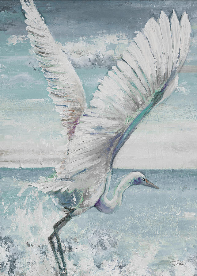 Egret Painting - Great Egret Flying by Patricia Pinto