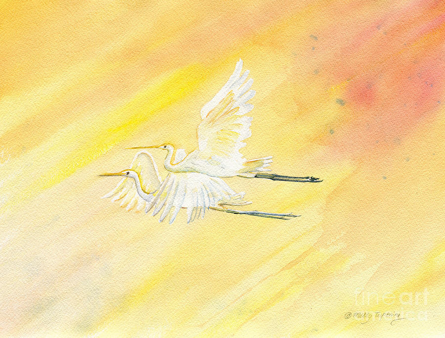 Great Egrets Painting by Melly Terpening