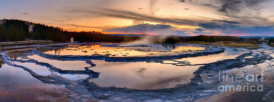 Great Fountain Geyser Pastel Sunset Panorama Photograph by Adam Jewell