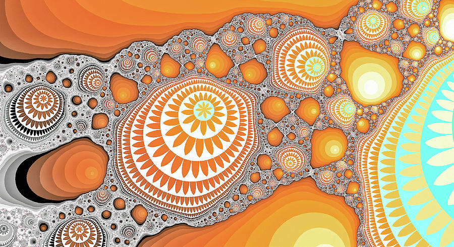 Great Fractal Mountain Orange Art  Digital Art by Don Northup