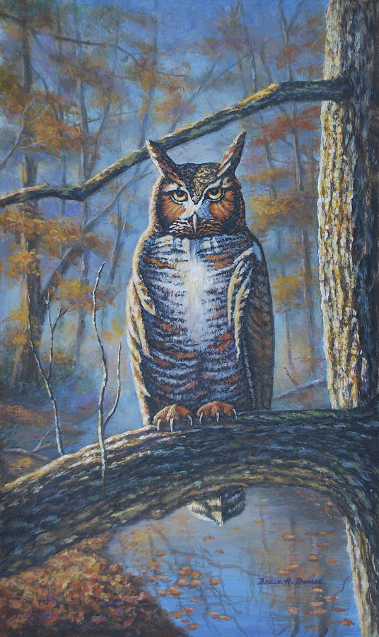 Great Horned Owl Painting by Bruce Dumas